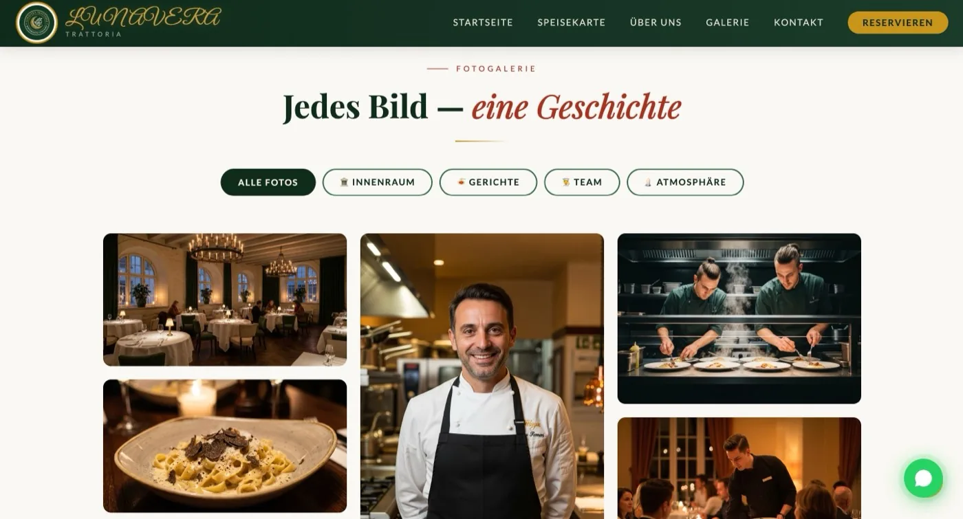 Lunavera Trattoria – Website mit Online-Tischreservierung